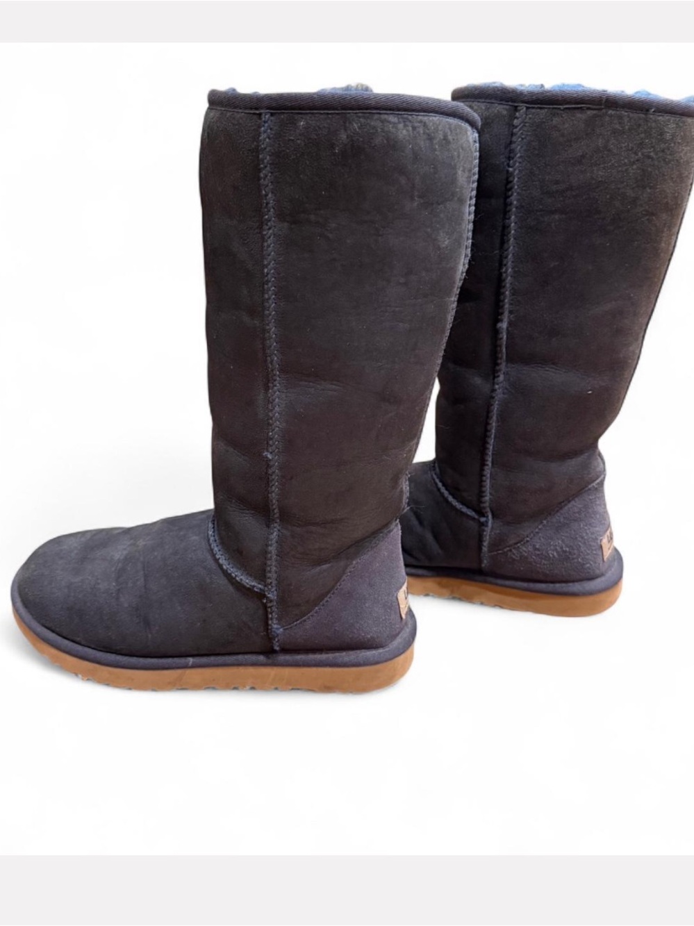 UGG Tall Suede Shearling Boots - Dark Navy Blue size 8